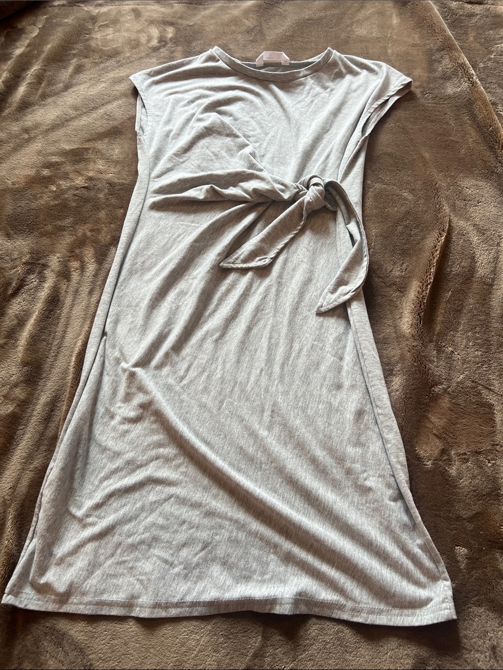 Light Gray Knot-Front Maternity T-Shirt Dress